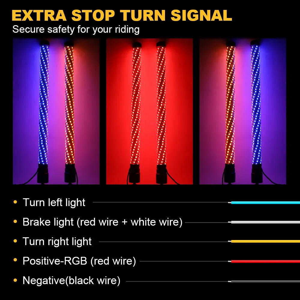 Fat Whip Lights with brake and trun signal lighting mode