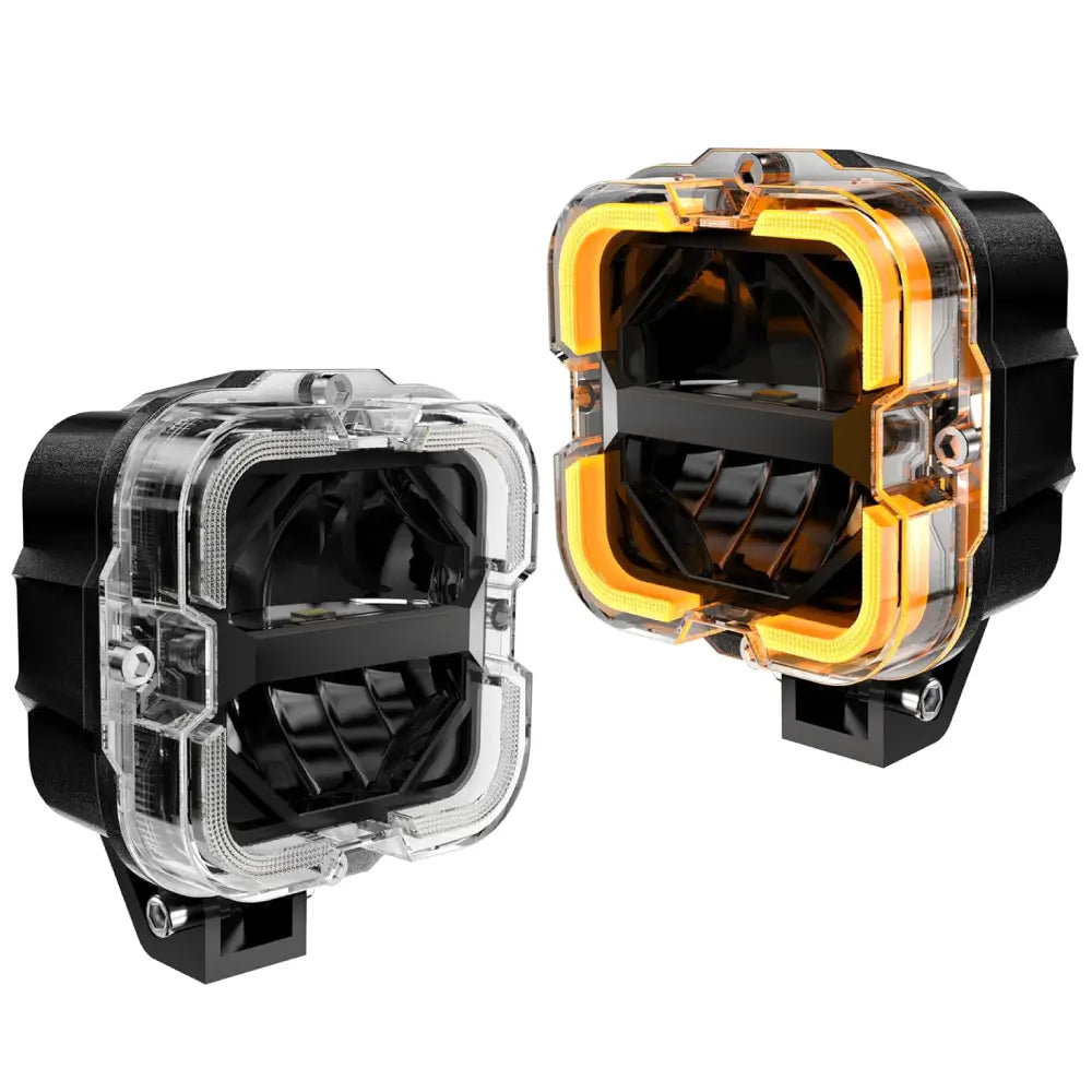 LOYO 90W 4 inch LED Pods - APEX Series Off Road Driving Light with High Low Beam and Amber DRL