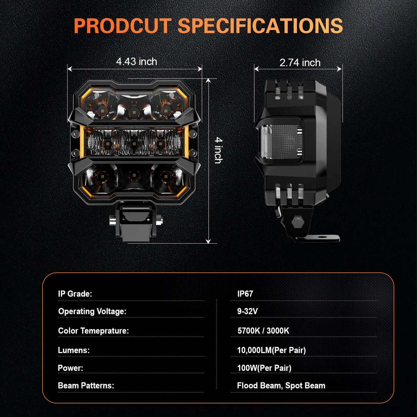 100W Offroad Driving Lights for Truck