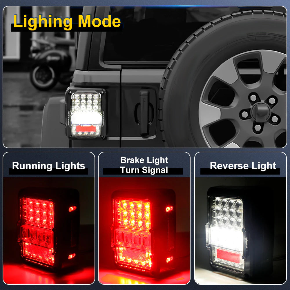 4D Smoked Lens LED Tail Lights Compatible with Jeep Wrangler JK JKU 2007-2018