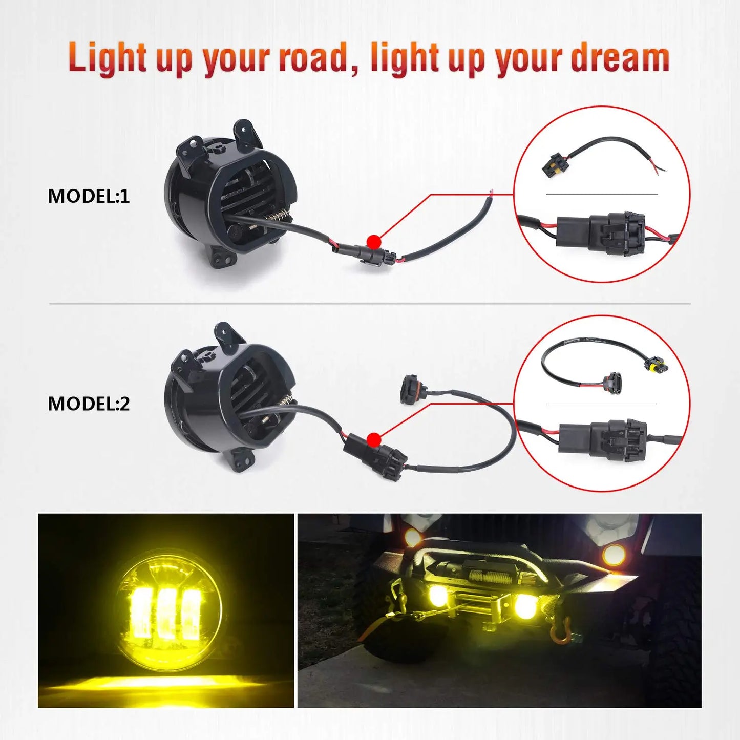4 inch round led fog lights for Jeep Wranlger jk jl