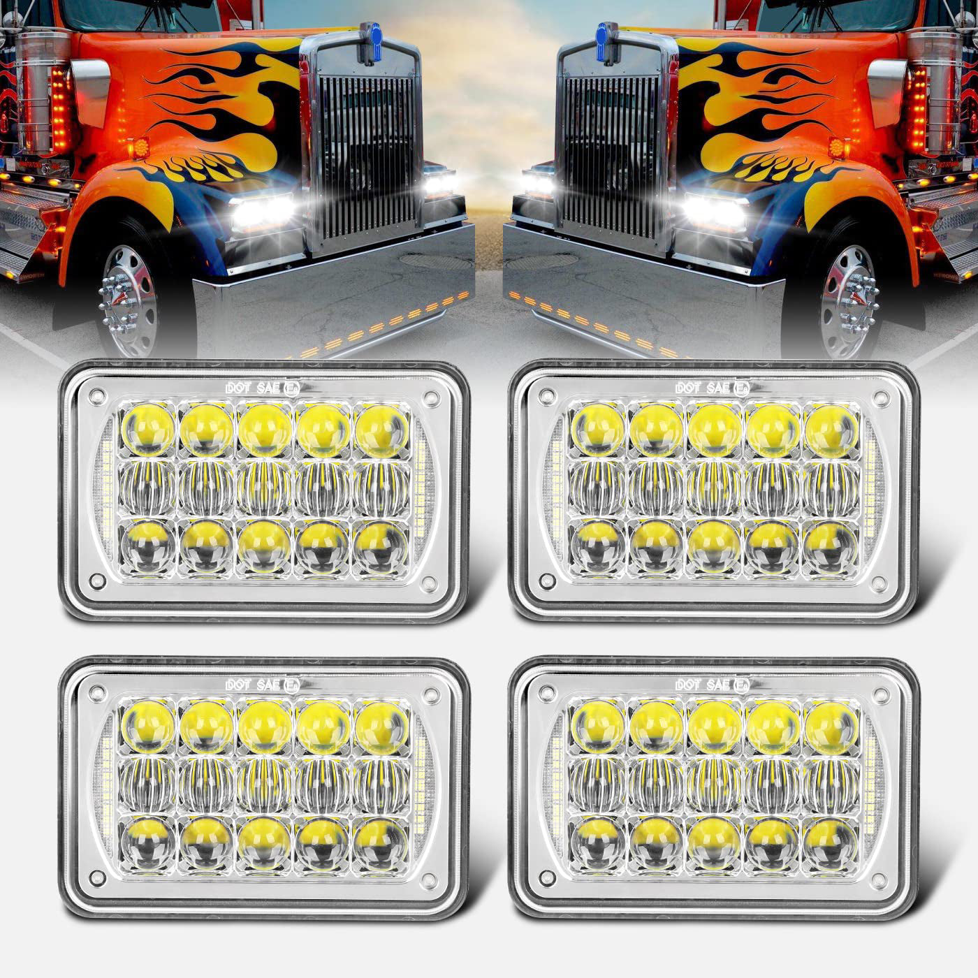 LED Headlights for Kenworth T800 T600 Peterbilt 379 Feightliner