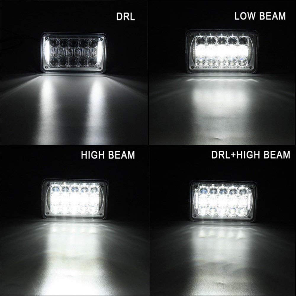 4x6 LED Headlights with high low beam drl for Kenworth T800 T600 Peterbilt 379 Feightliner O-ldsmobile Cutlass