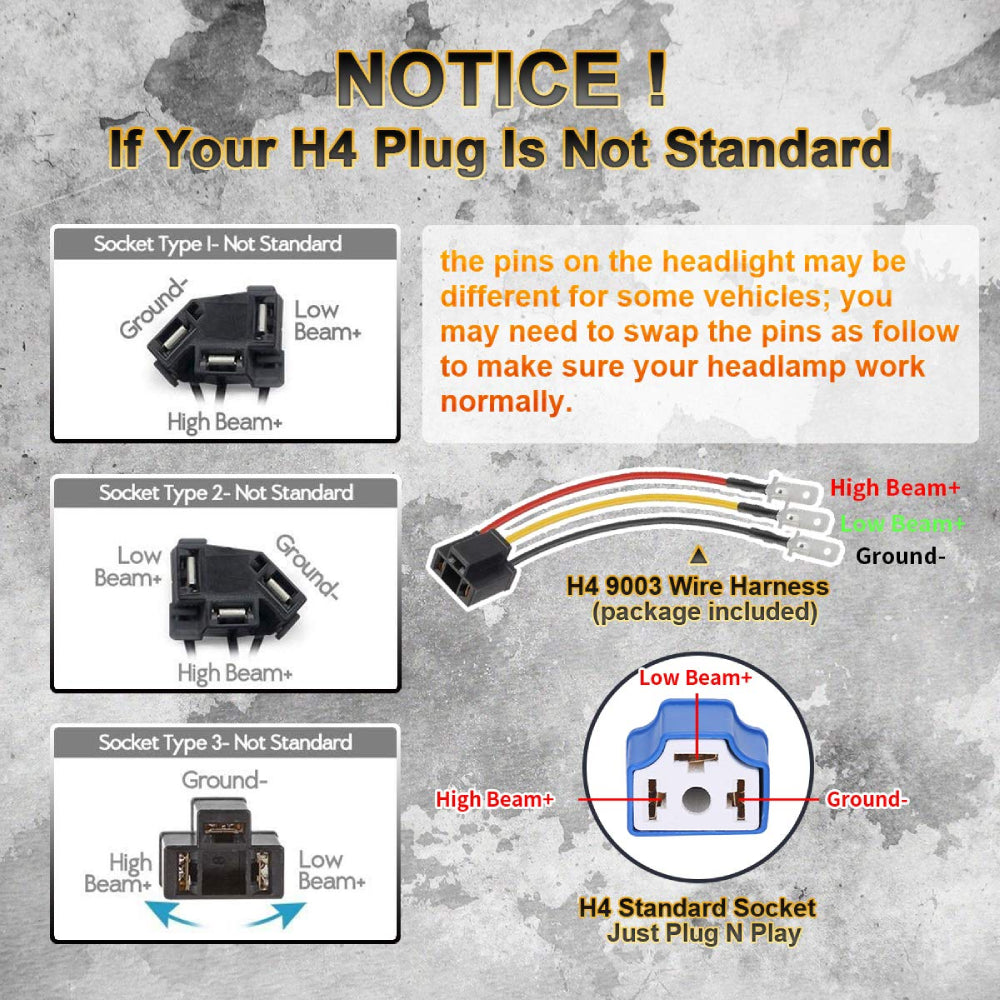 4x6 LED Headlights, 4PCS 60W DOT Approved Rectangular H4651 H4652 H4656 H4666 H6545 Headlight