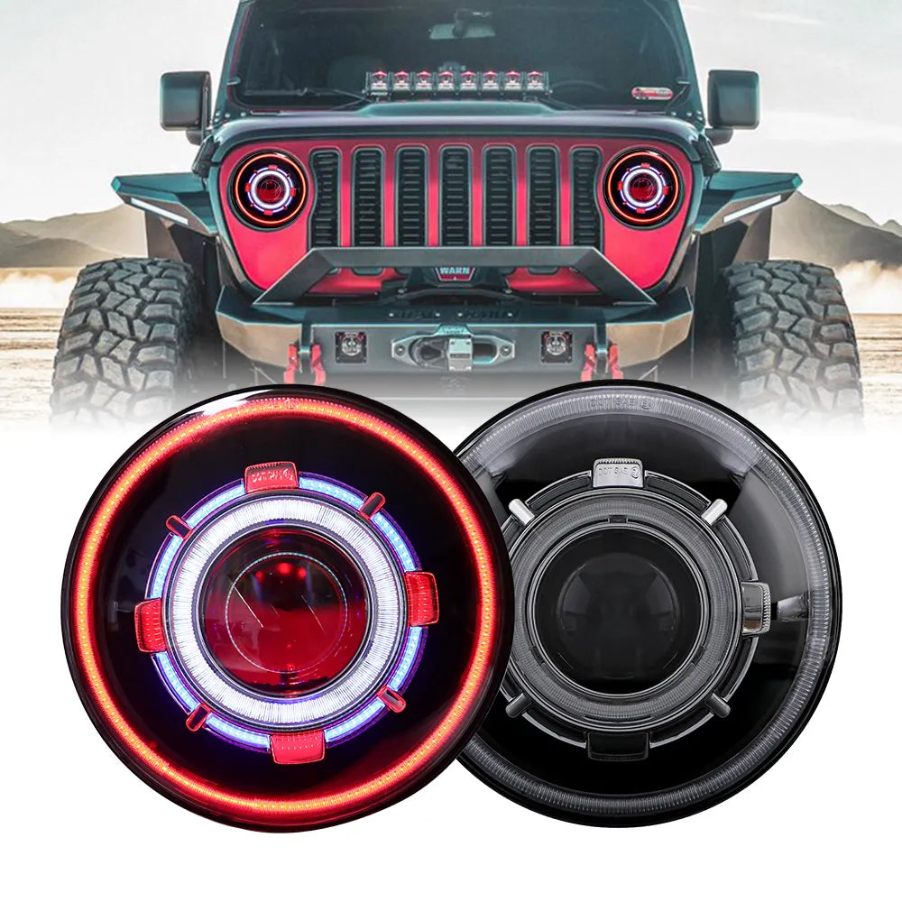 7" Round RGB LED Angel Eye Headlight Kit