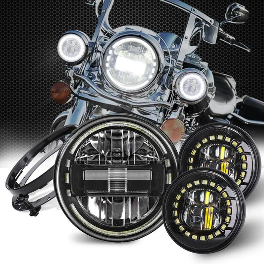 7 inch LED Headlight and 4.5 inch Passing Lights for Harley Davidson Motorcycle