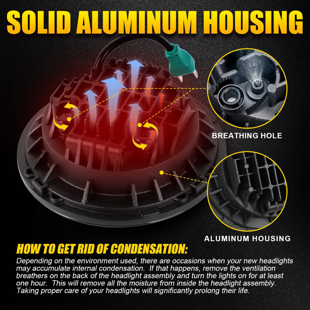 Solid construction 7 inch Round LED Headlamps