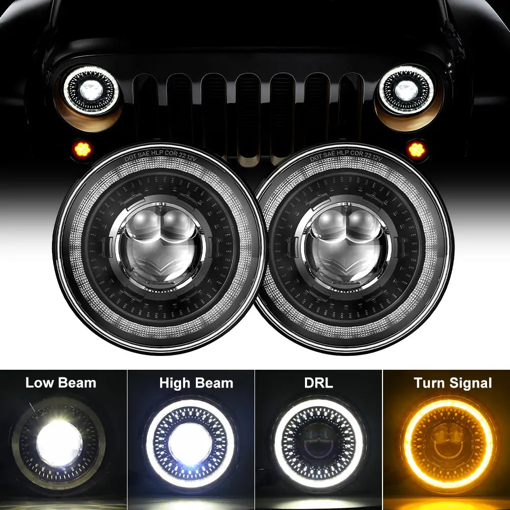 RHD 7 inch Headlights for Jeep Ford Chevy Harley Motorcycle