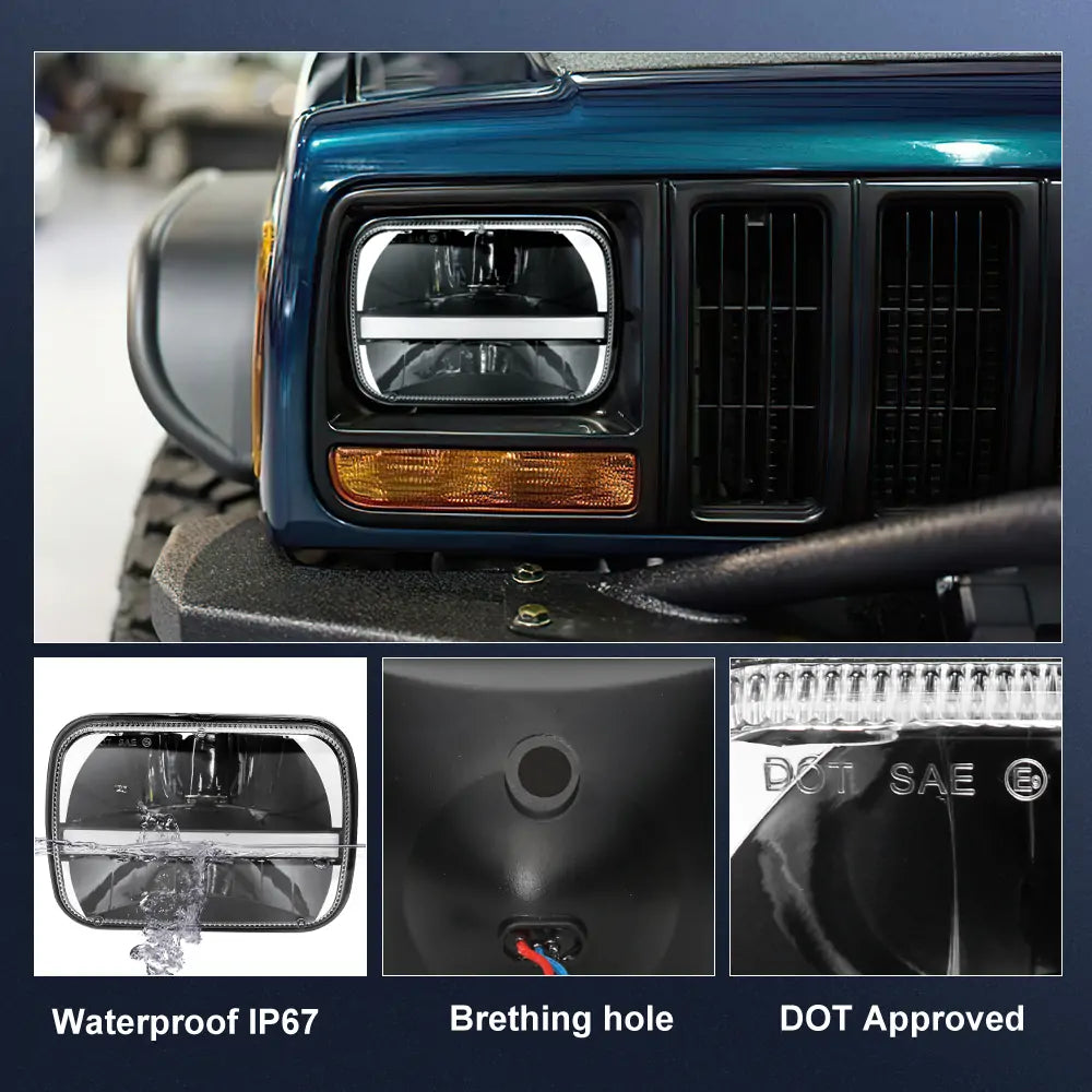110W 7x6 Rectangular Headlights 5x7 inch Hi/Lo Sealed Beam led headlight(4)