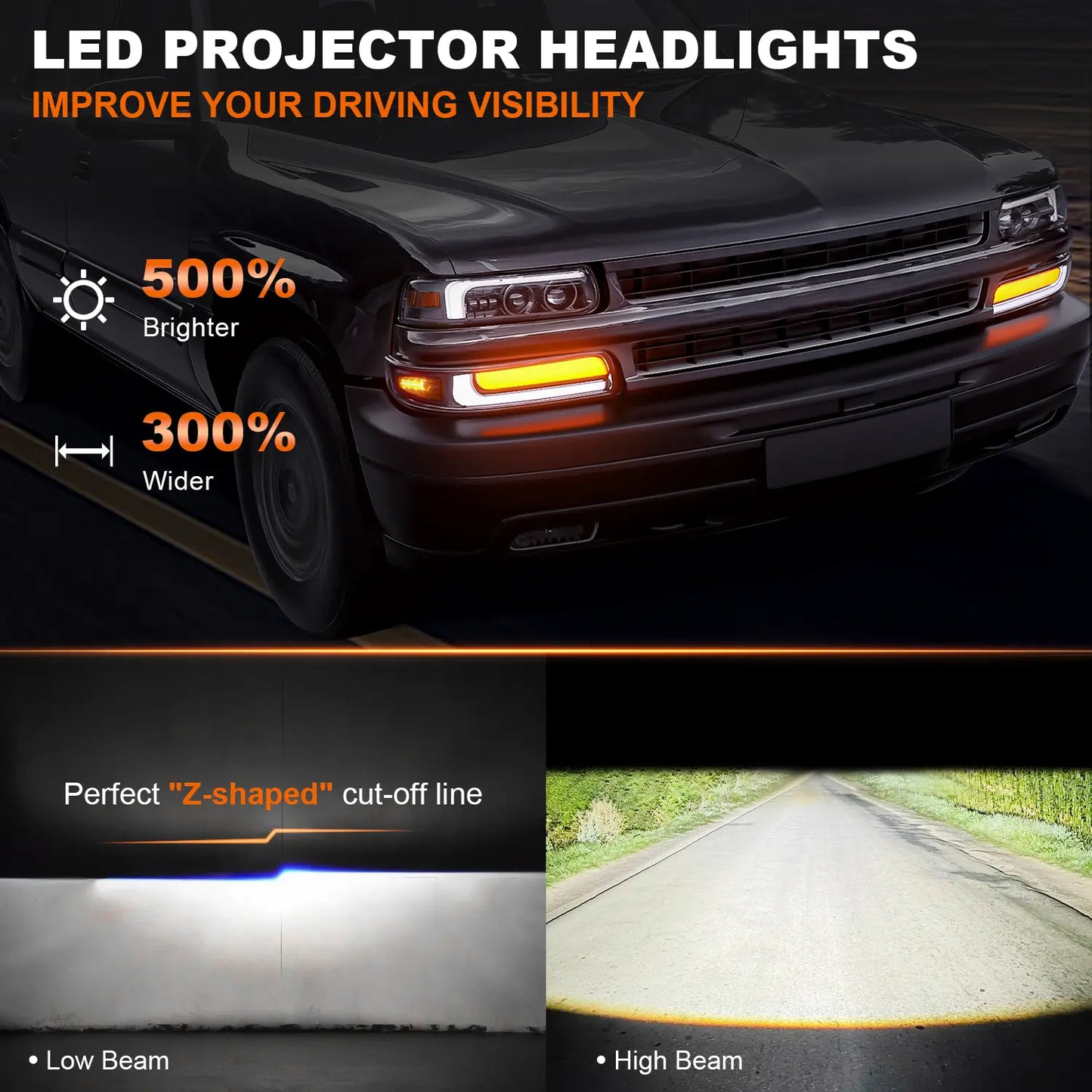 LED Projector Headlights for Chevy Sliverado 1500 2500 Suburban 1500 2500 Tahoe