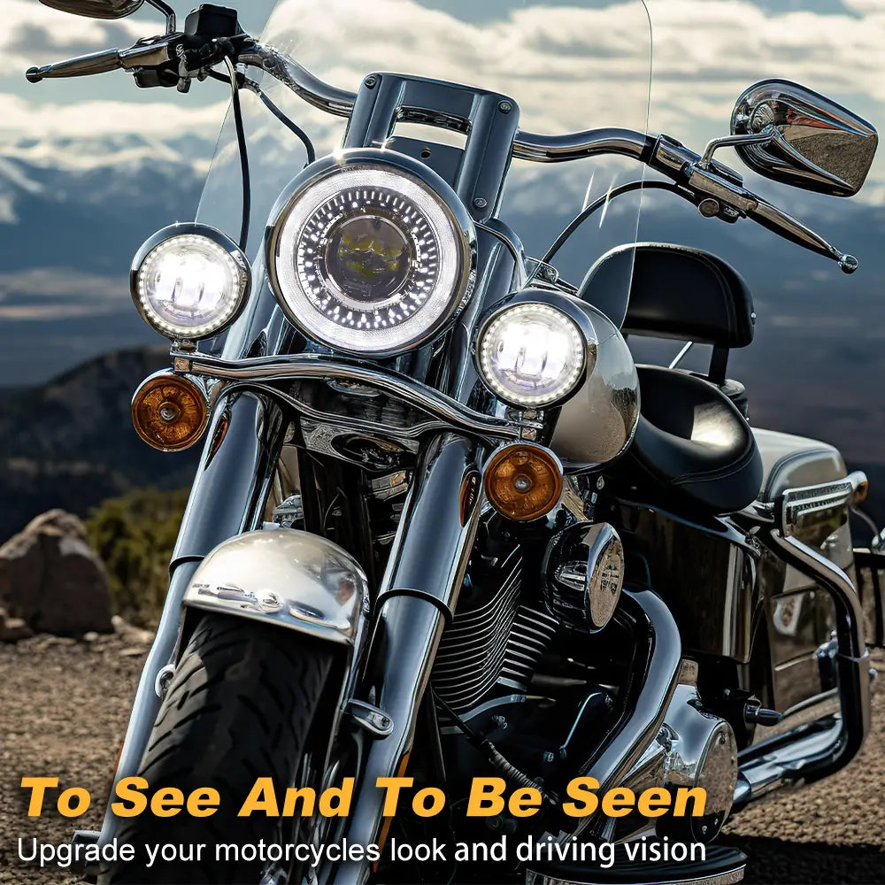 Harley Motorcycle LED Headlights and passing lights Kit