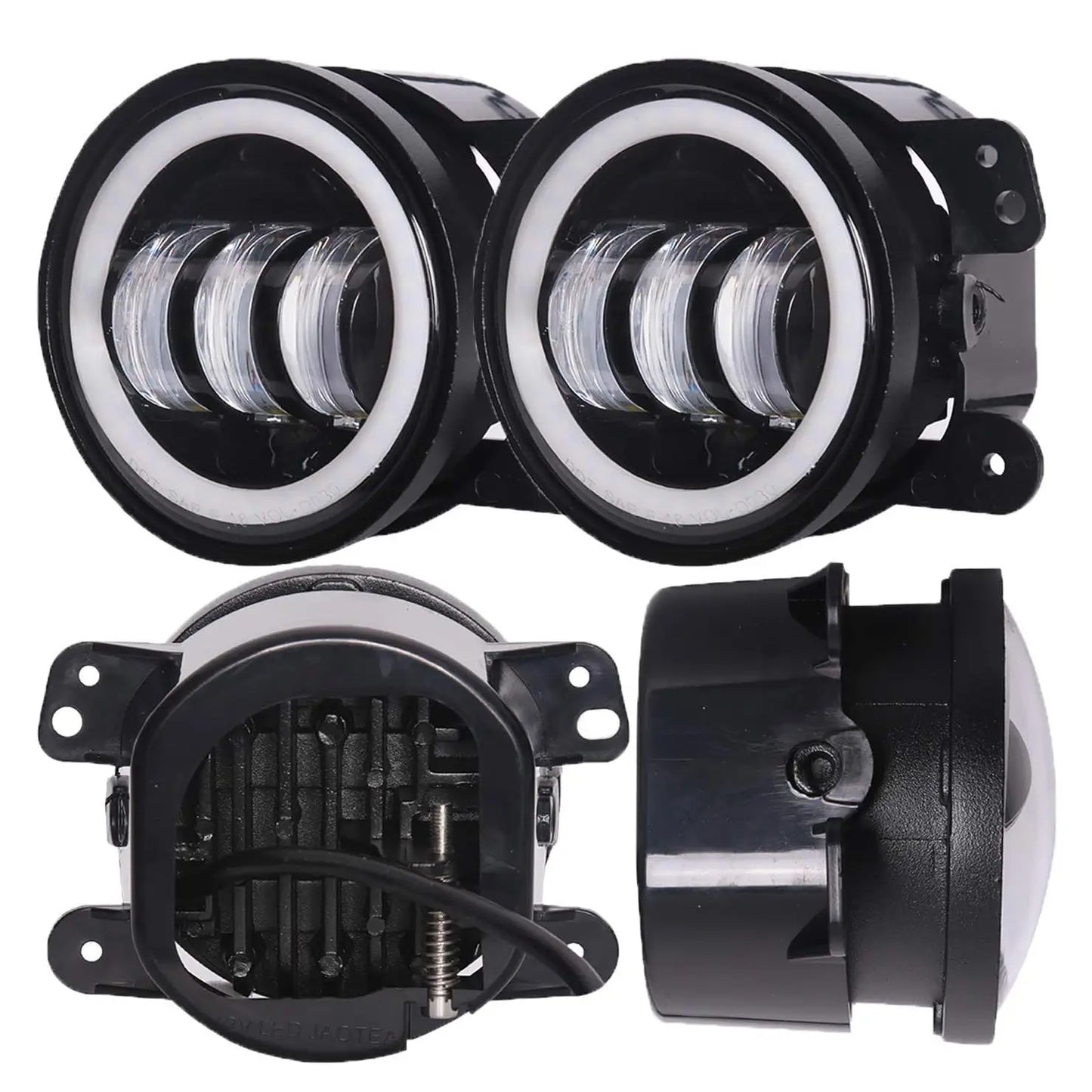 7 inch Halo LED Headlights+4 inch Halo LED Fog Lights+4D LED Tail Lights for Jeep Wrangler JK