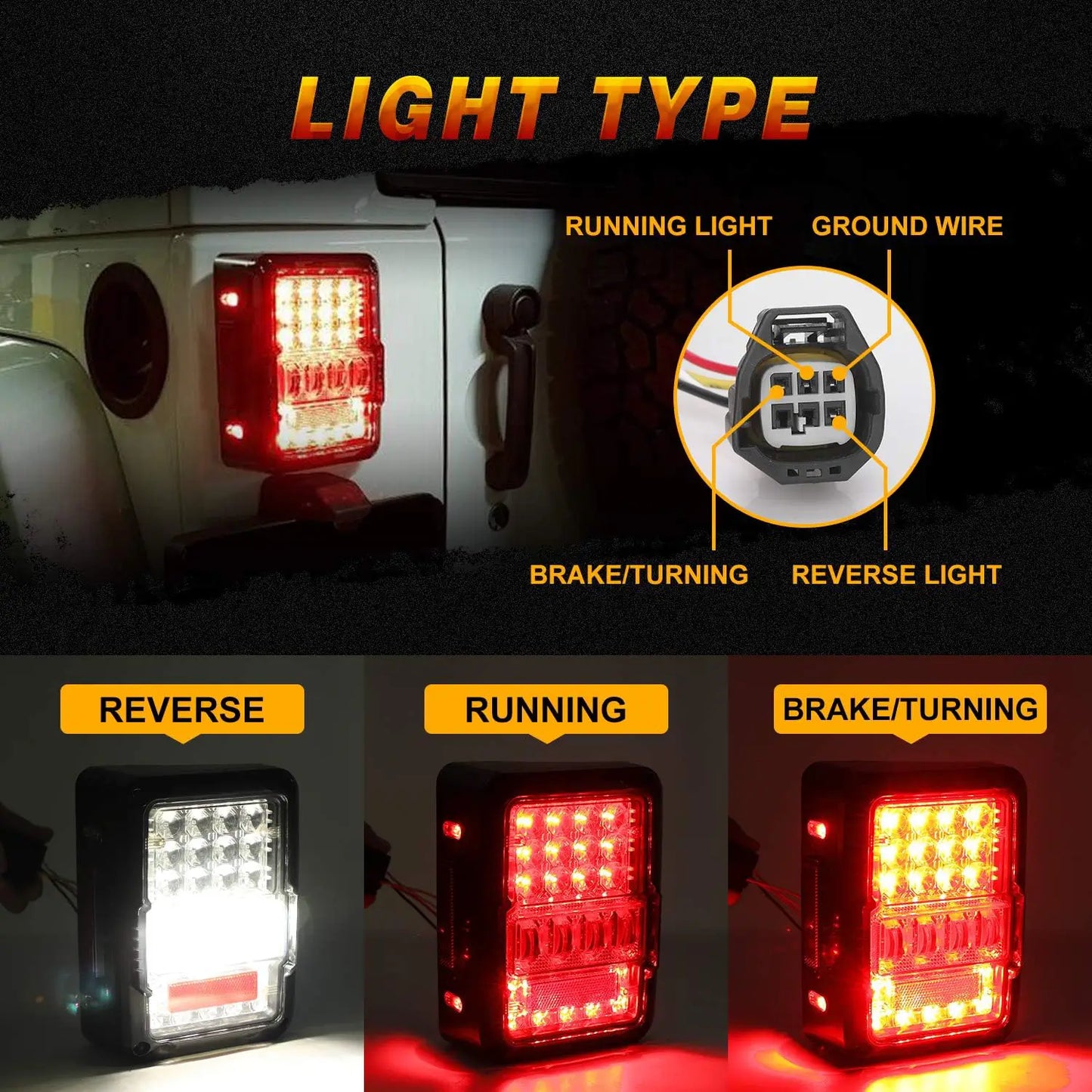 7 inch Halo LED Headlights+4 inch Halo LED Fog Lights+4D LED Tail Lights for Jeep Wrangler JK