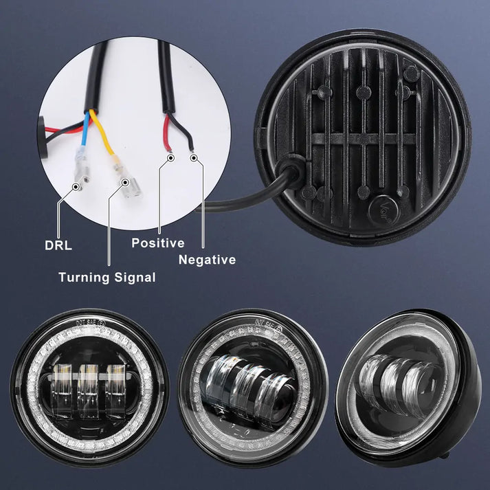 Black LED Passing Lights Fog Lamp for Harley Street Glide Road Glide
