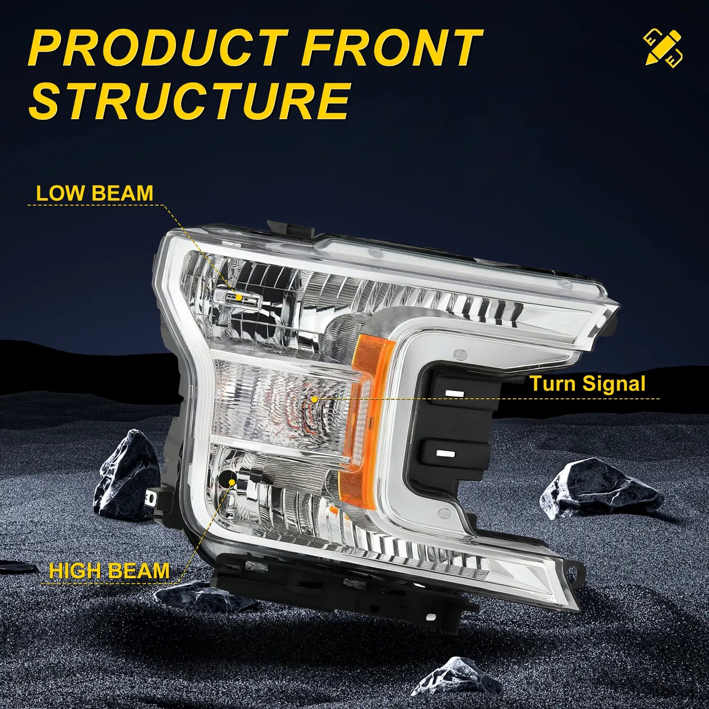 Headlight Assembly Replacement for 2018-2020 Ford F150 Headlamp