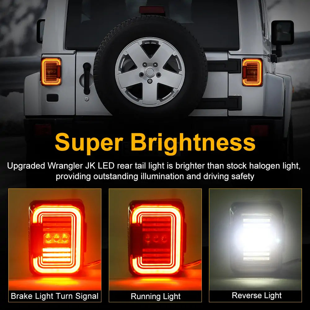jeep wrangler jk led tail lights with brake light turn signal light DRL Reverse light