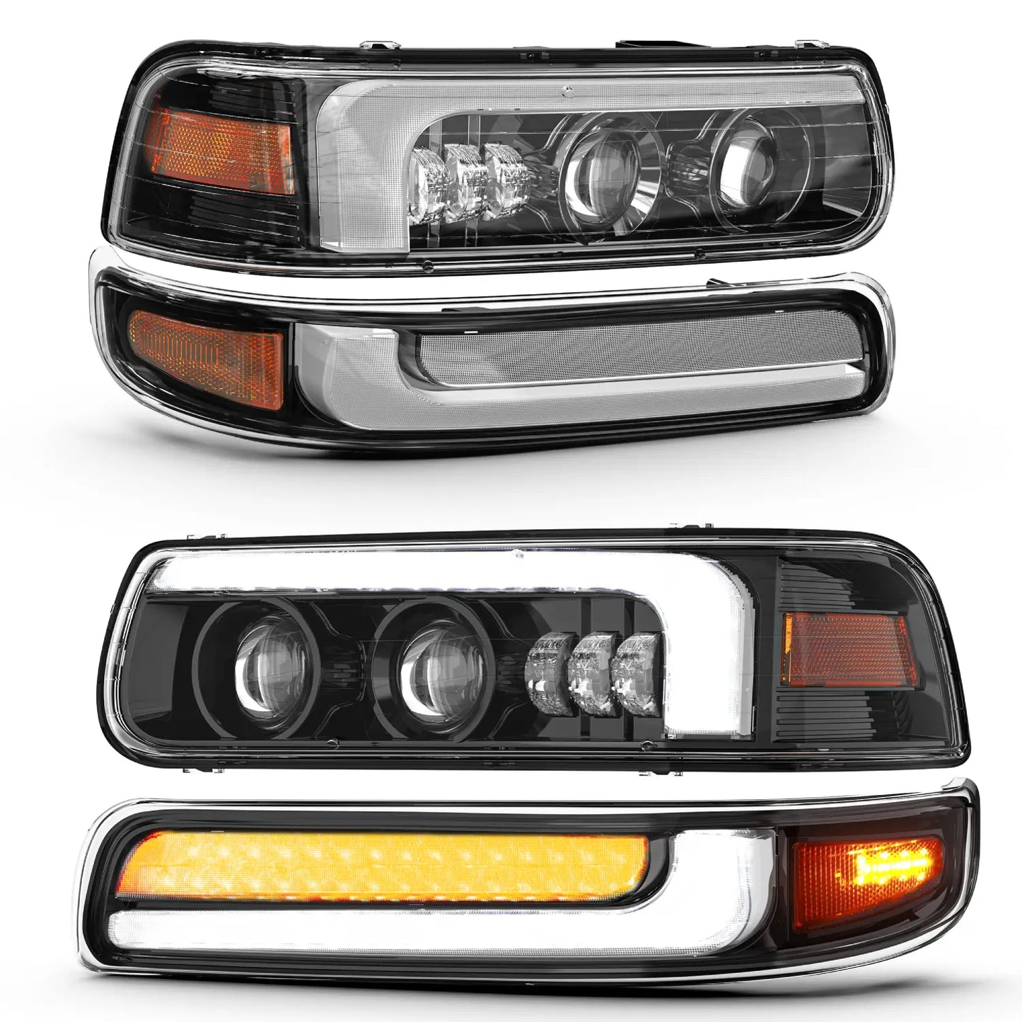 LED Projector Headlight Assmebly for 1999-2002 Chevy Silverado 2000-2006 Chevy Suburban Tahoe