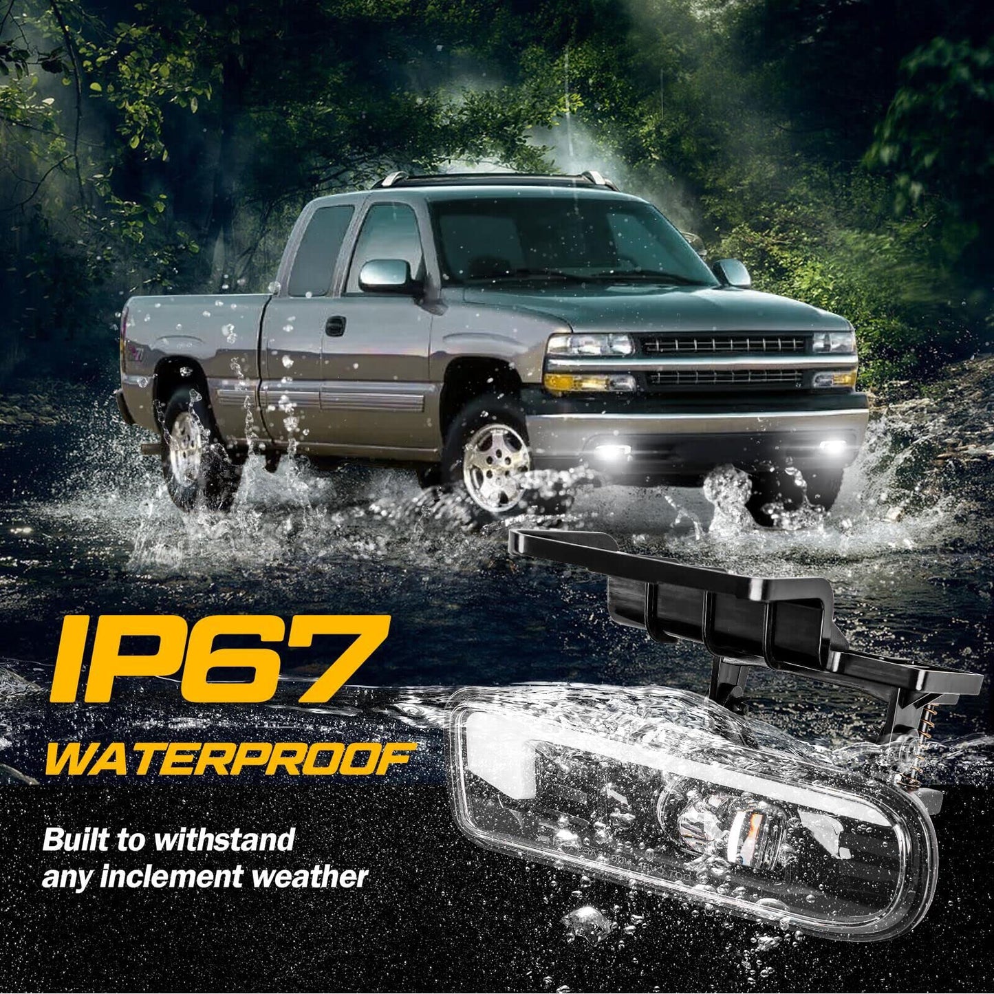 Waterproof IP67 LED Fog Lights for Chevy Silverado Suburban Tahoe