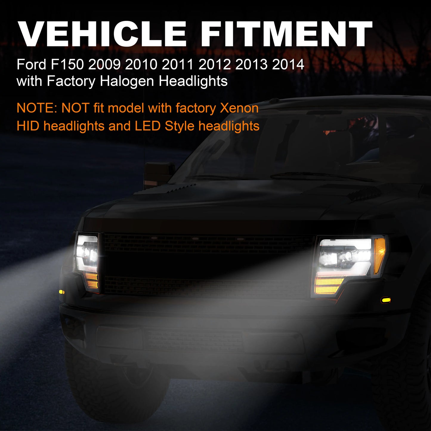 2009-2014 Ford F-150 Headlights replacement with factory halogen headlights