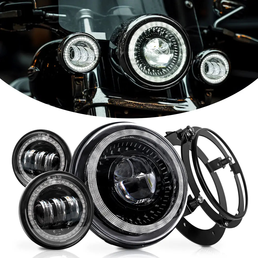 7 inch Headlight And Fog Lights Kit Compatible with Harley