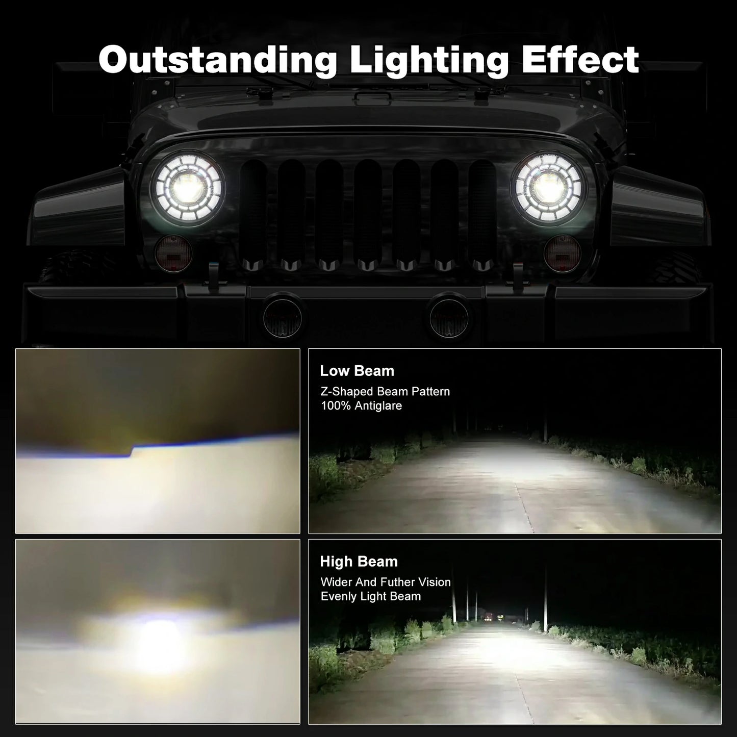 7 inch LED Headlights with High Low Beam Turn Signal and drl