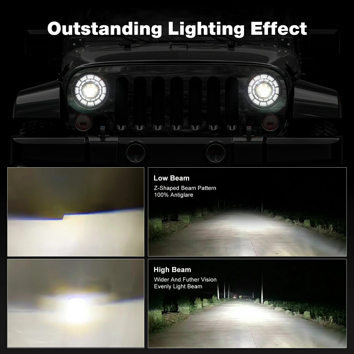 7 inch LED Headlights with High Low Beam Turn Signal and drl