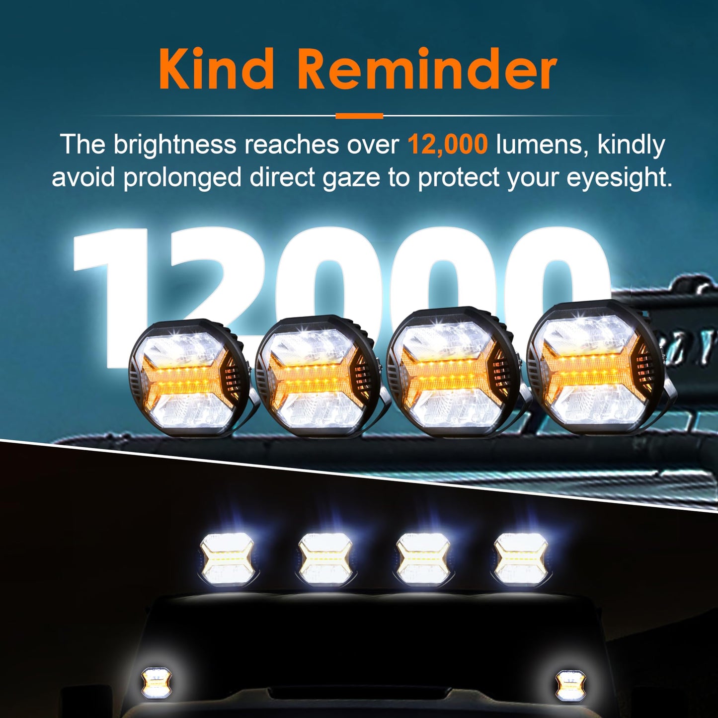 LOYO 5.75 inch Amber Led Pods Offroad Driving Lights Cube, 12000LM LED Light Bar For Trucks Jeep Ford UTV ATV, 2PCS