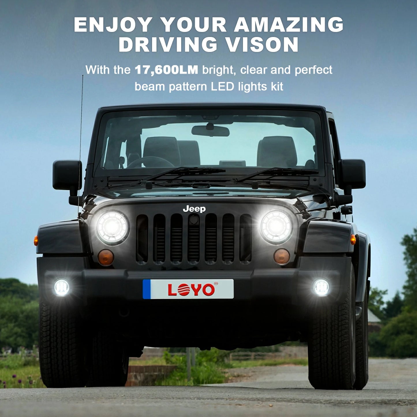 7 inch LED Headlights and 4 inch fog lights for Jeep Wrangler
