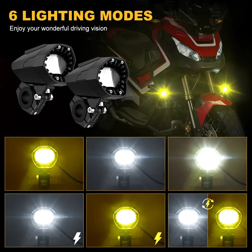 6 lighting mode LED Fog Lights for Motorcycle