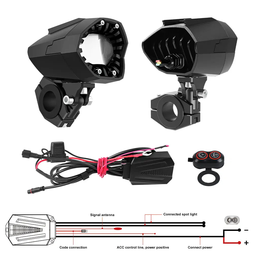 Motorcycle LED Fog Lights 80W super Bright with wireless control switch