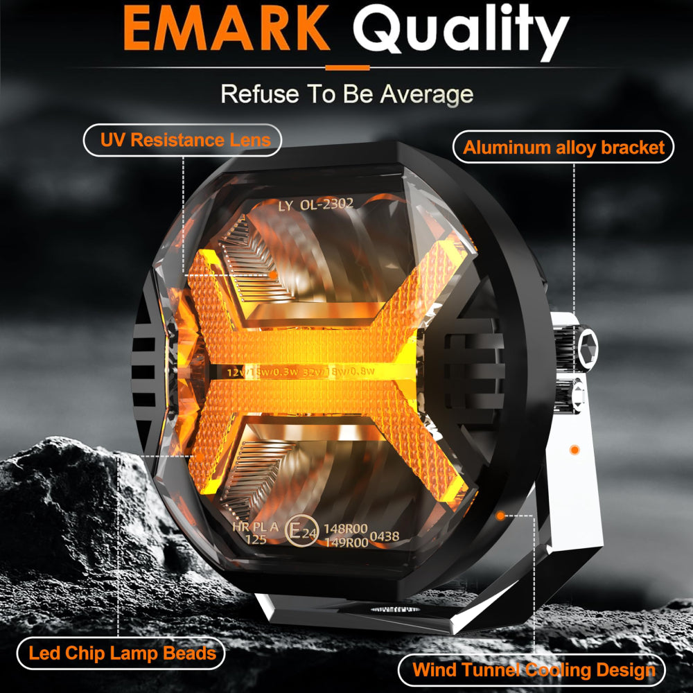 3 inch Round Offroad Lights Amber DRL Design