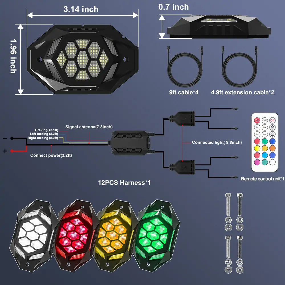LOYO 1-4 Pods RGBW Rock Lights for JeEEP Wrangler Offroad Vehicle ATV UTV