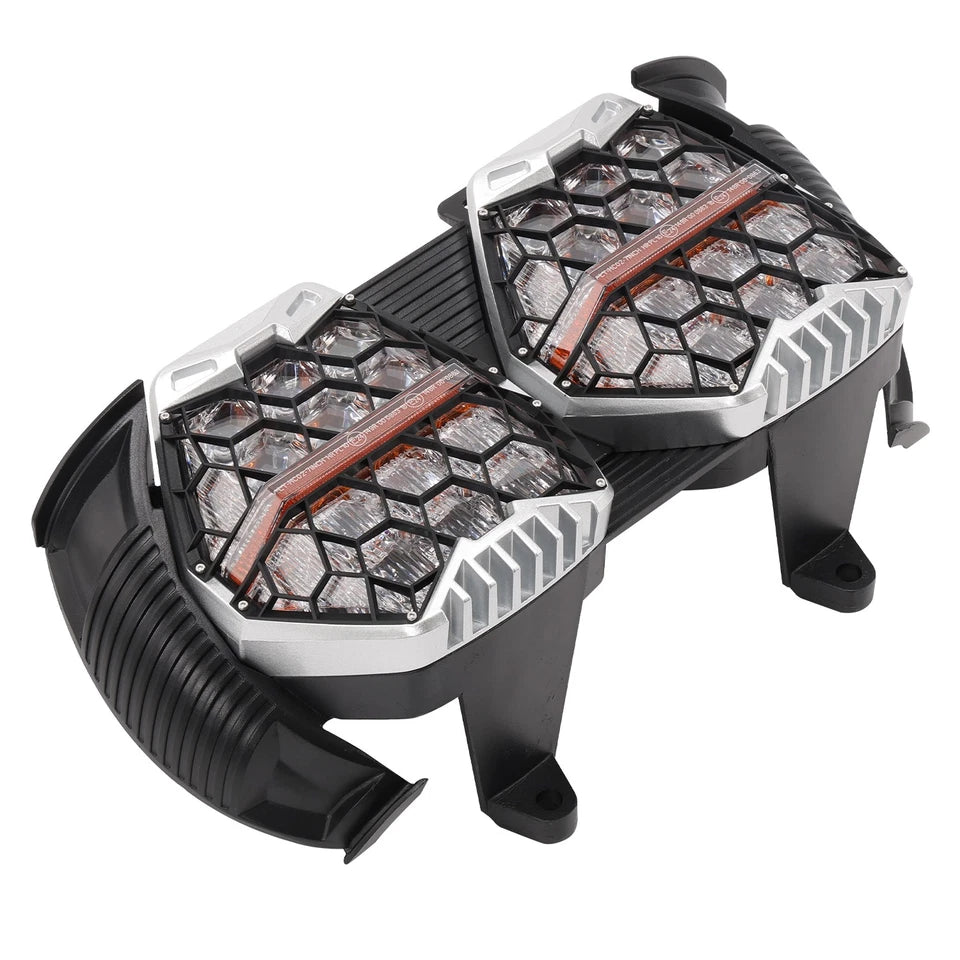 LOYO 240W 800% Bright Dual LED Headlight for Road Glide 2015-2024, Honeycomb Design, Chrome