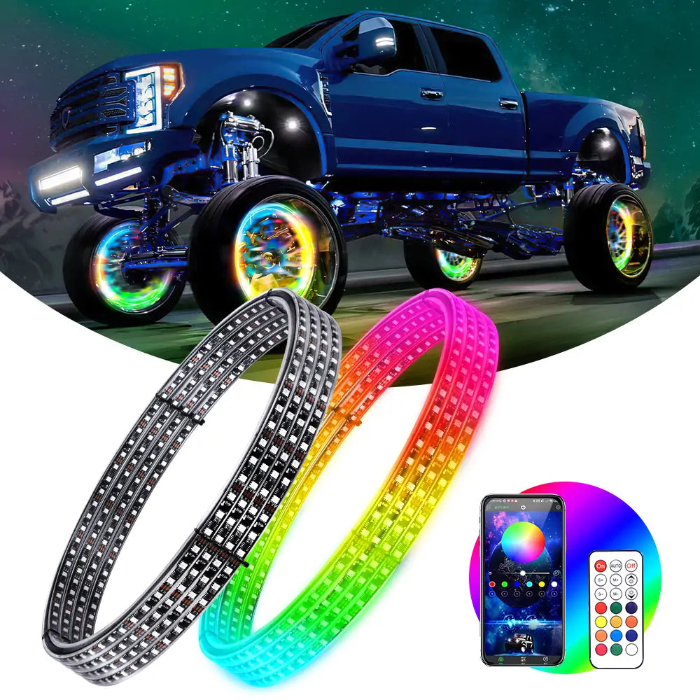 Chasing RGB Wheel Lights for Trucks, with Turn Signal And Braking
