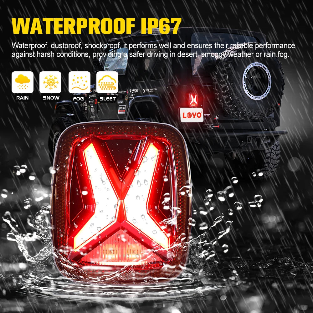 LED Tail Lights Rear Brake Light for Jeep Wrangler TJ YJ CJ, Euro Version