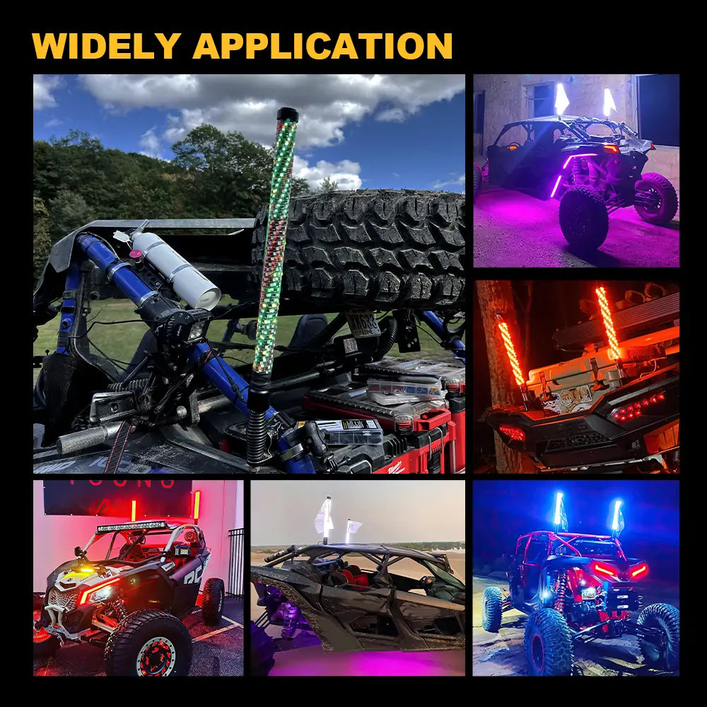 Rock Lights and Whip Kit for ATV UTV RZR