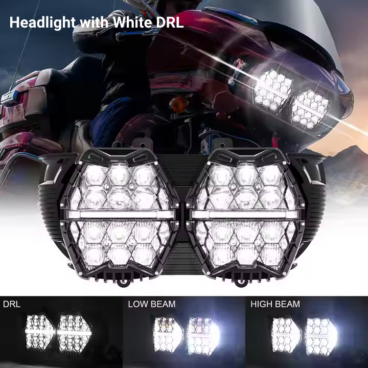 240W Harley-Davidson Road Glide LED Dual Headlight for 2015-2024 Models