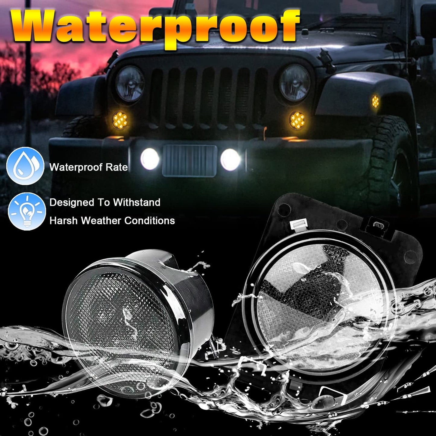 Jeep wrangler jk side maker lights and turn signal lights combo