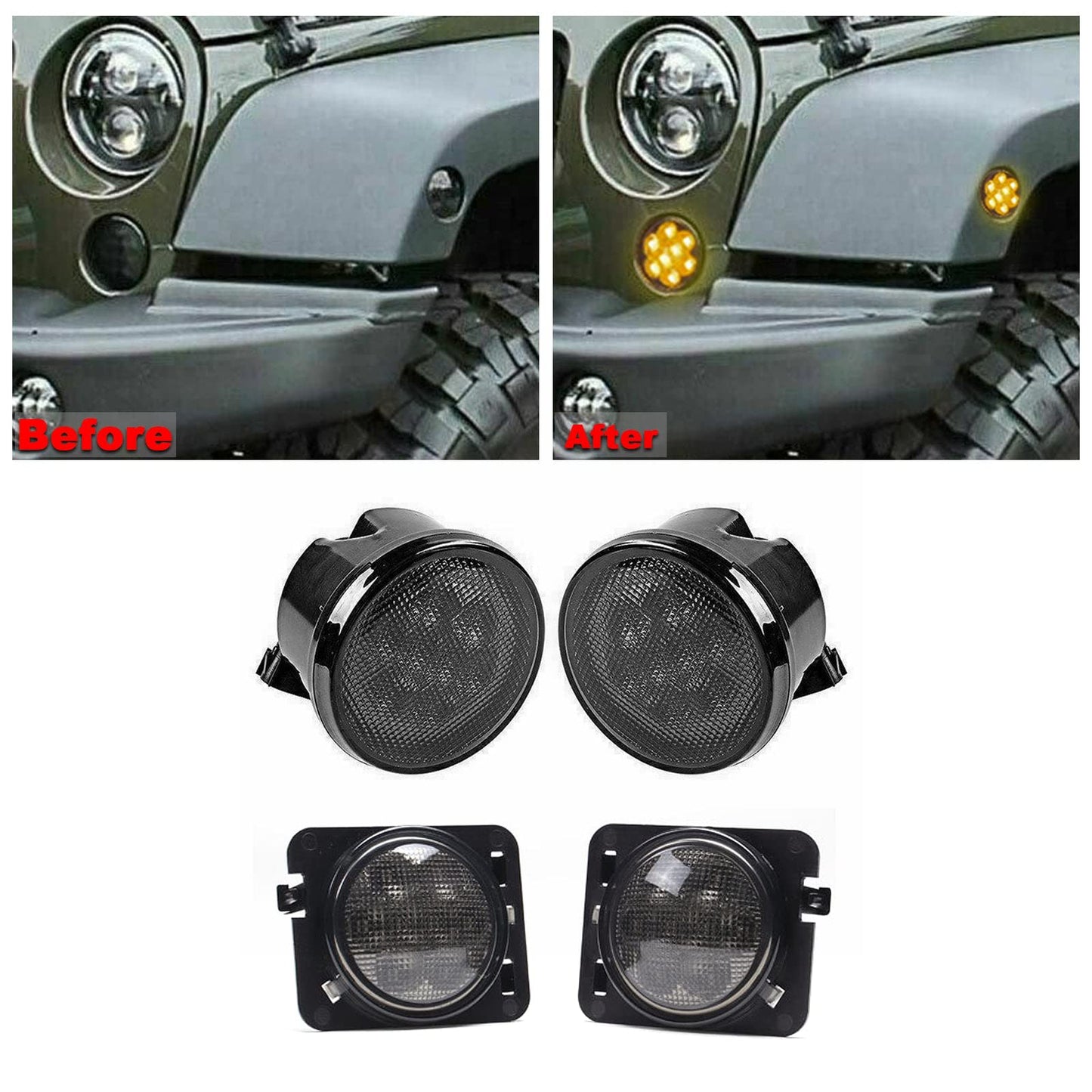 Jeep Wrangler JK JKU LED TURN SIGNAL AND SIDE MARKER LIGHTS ASSEMBLY UPGRADE