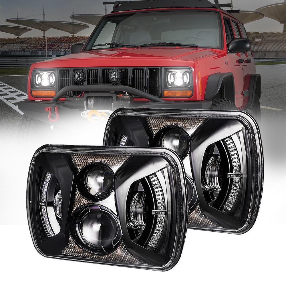 75W 5X7 High Low Beam with DRL LED Square Headlight | Pair freeshipping - loyolight