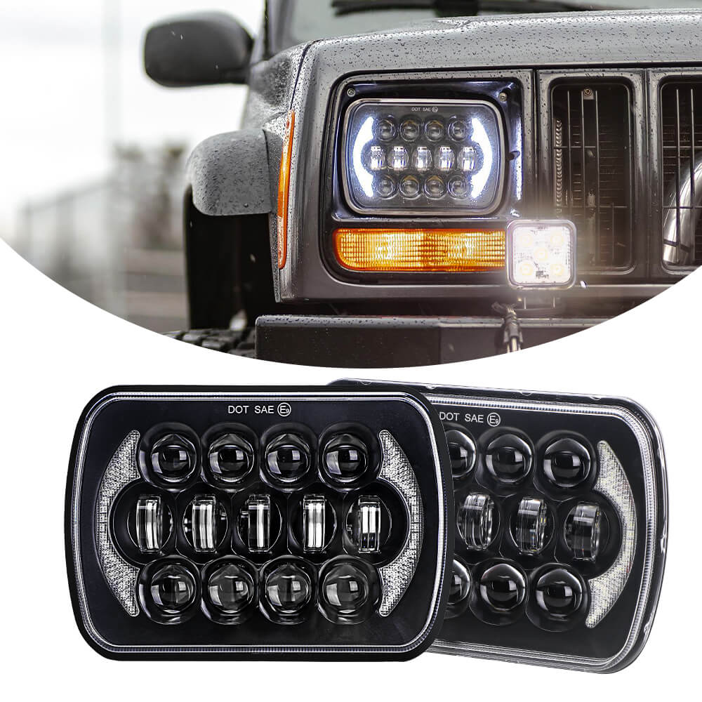 105W 5×7 inch Rectangular High Low Beam LED Headlight for Jeep XJ