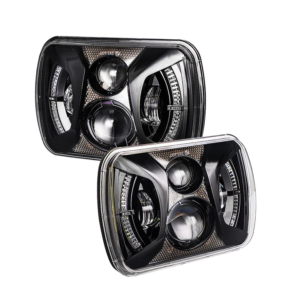 75W 5X7 High Low Beam with DRL LED Square Headlight