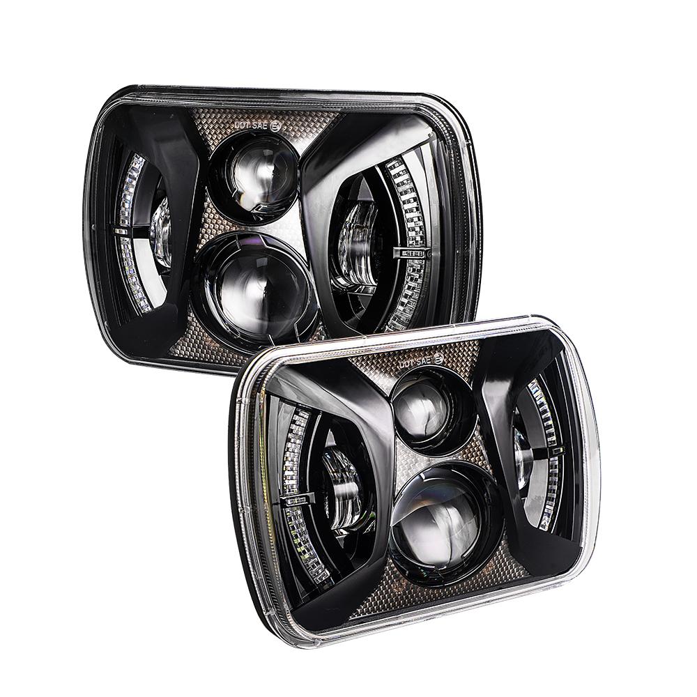 75W 5X7 High Low Beam with DRL LED Square Headlight | Pair freeshipping - loyolight