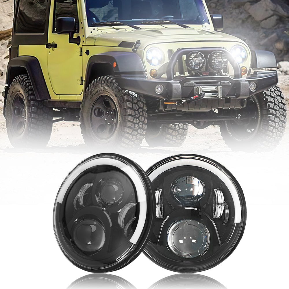 7 Inch DRL Angel Eye Jeep Headlight