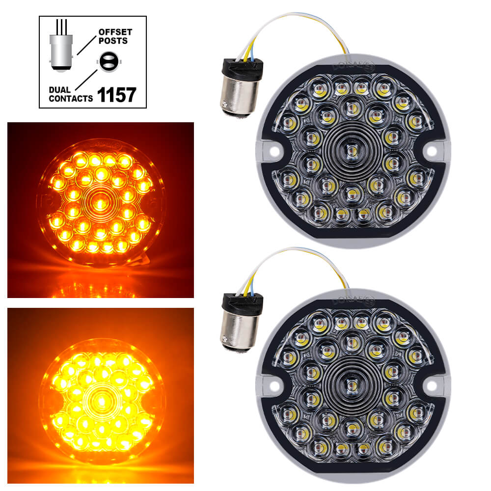 3-1/4" LED SMD 1157 Amber White Turn Signal Light For Harley Davidson