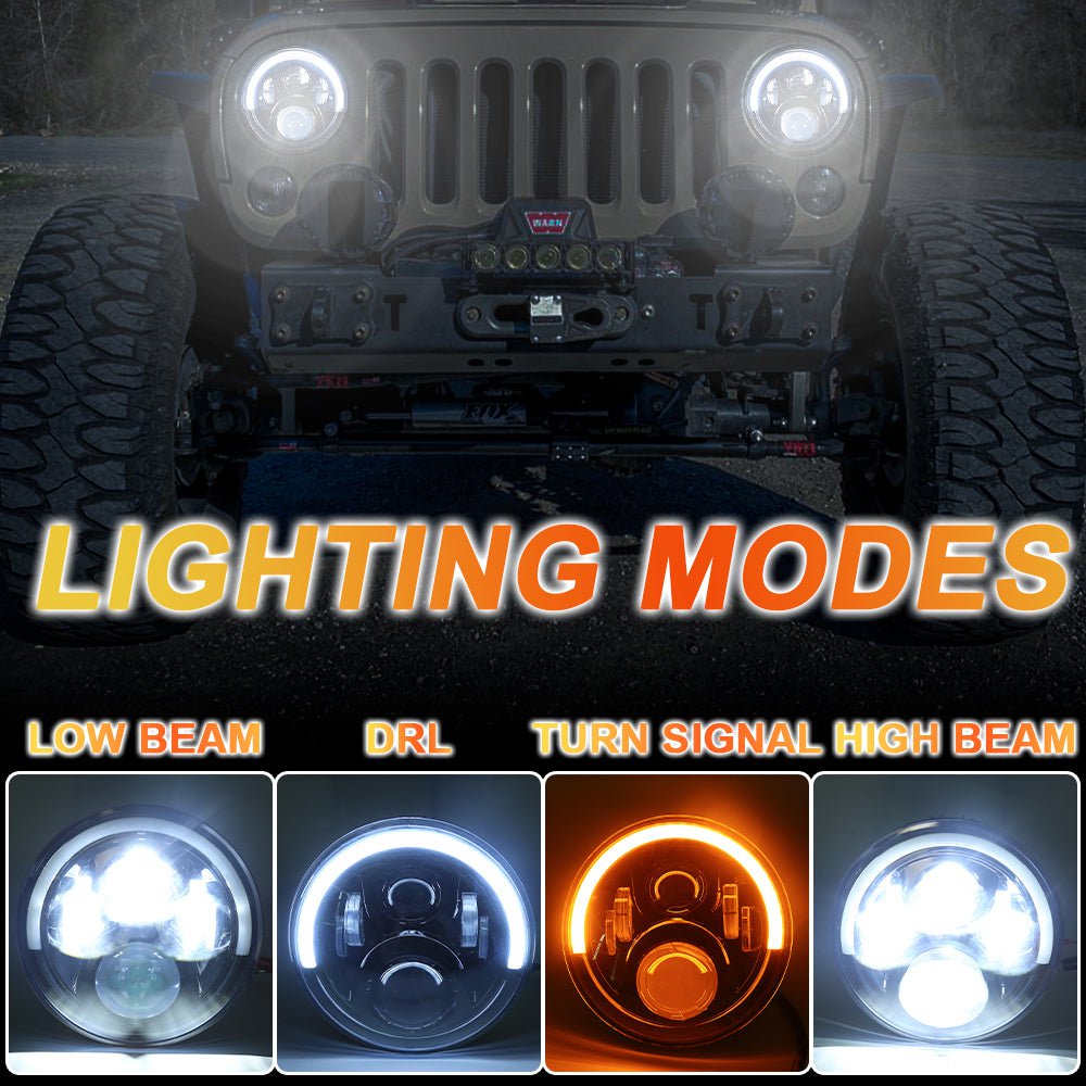7 Inch DRL Angel Eye Jeep Headlight