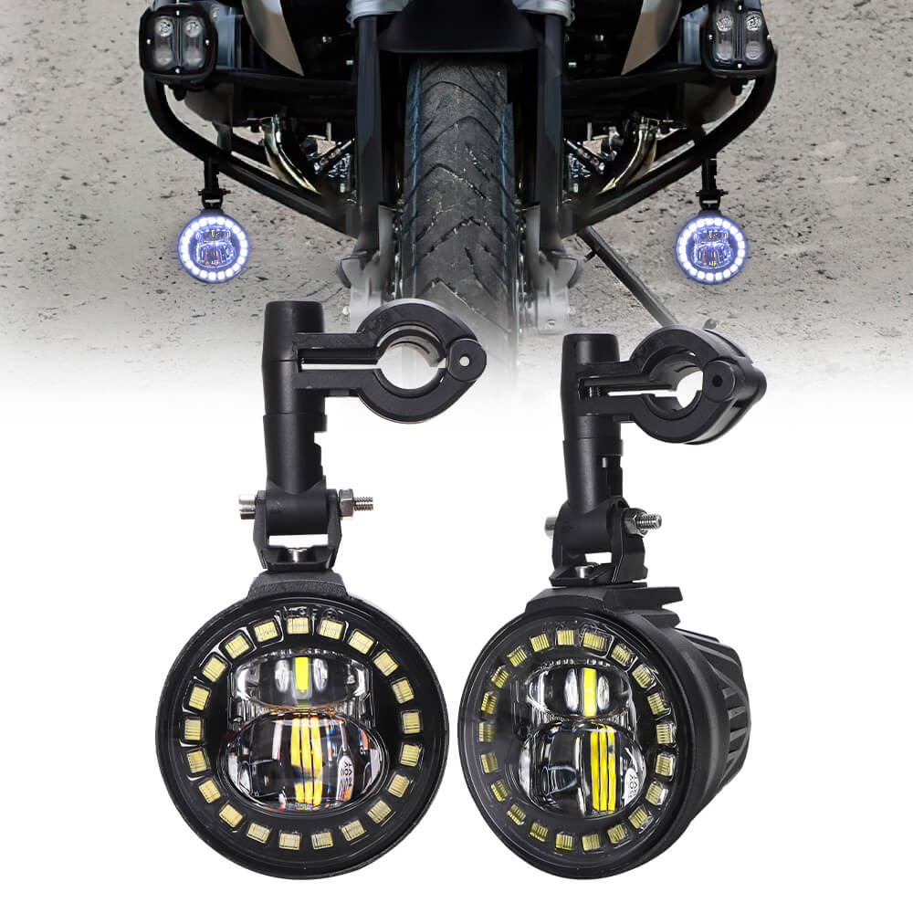 Motorcycle Auxiliary Lights LED Spot Driving R1200GS Fog Lights Turn Signal DRL Compatible with R1200GS F800GS K1600 KTM Fits Universal Motorcycle 40W 6000K Spot Driving Fog Lamps