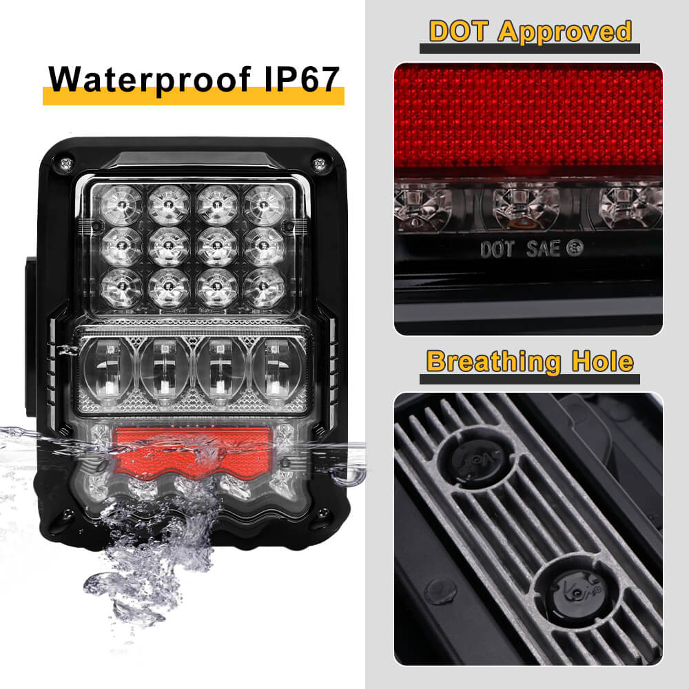 4D Smoked Lens LED Tail Lights Compatible with Jeep Wrangler JK JKU 2007-2018