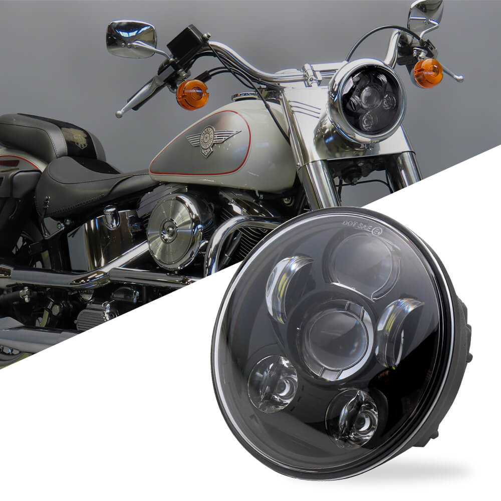 5-3/4 5.75 Inch Motorcycle Headlight Round with Halo Angel Eyes Turn Signal  High/Low Beam Replacement for Davidson Iron 883 Dyna Sportster Softail