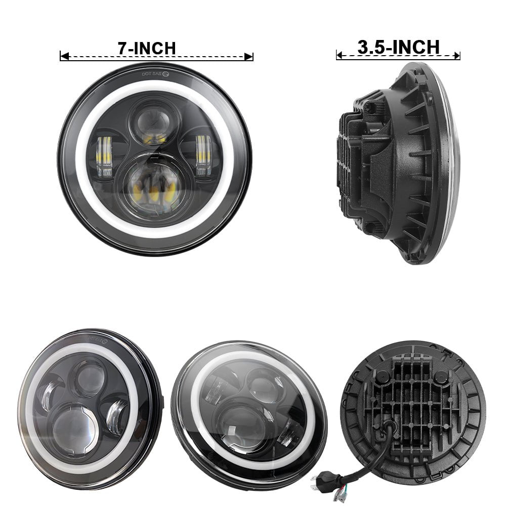 7 inch 45W Headlights with Angel Eye | Pair